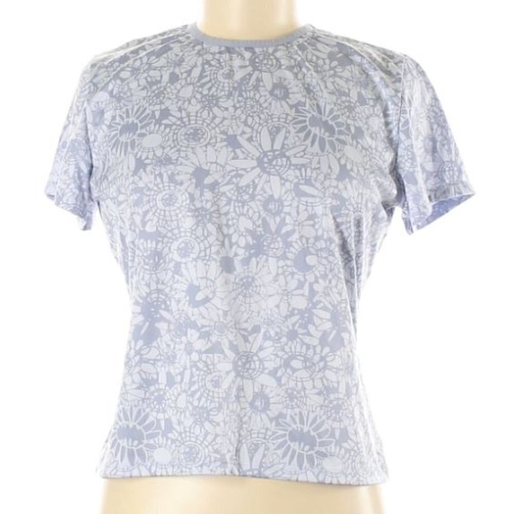 Patagonia Apilene Floral Short Sleeve Top Shirt Blue White Size Medium